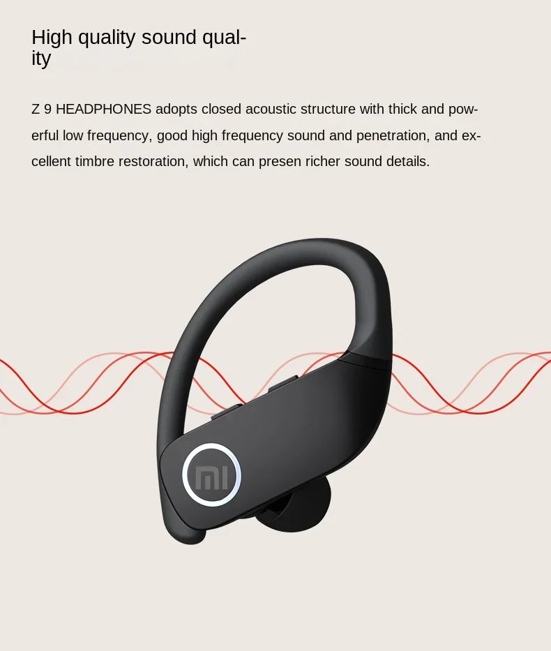 XIAOMI Original Z9 True Wireless Headset Hook Bluetooth Touch Headset HD Call LED Display Sports Headset with Microphone
