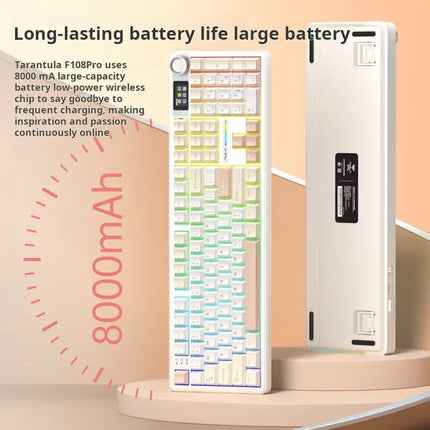 AULA F108Pro/F108 Wireless Bluetooth tri-mode connection, multi-functional display, Gasket structure, RGB lighting effects