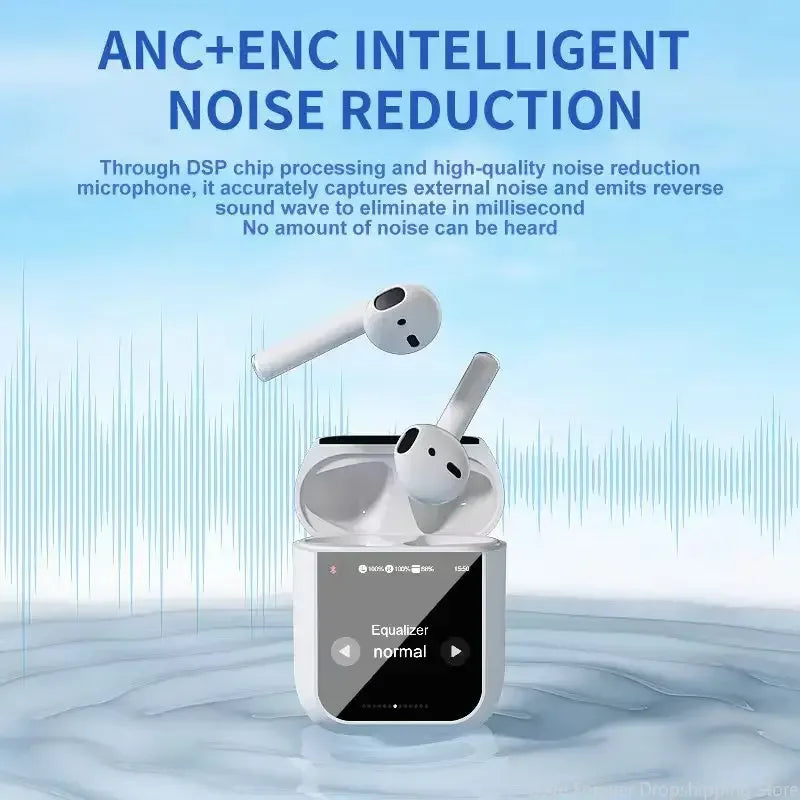 Xiaomi A2Pro Earphones Active Noise Reduction Wireless ANV Full Color LED Intelligent Touch Screen Wireless Bluetooth Headphones