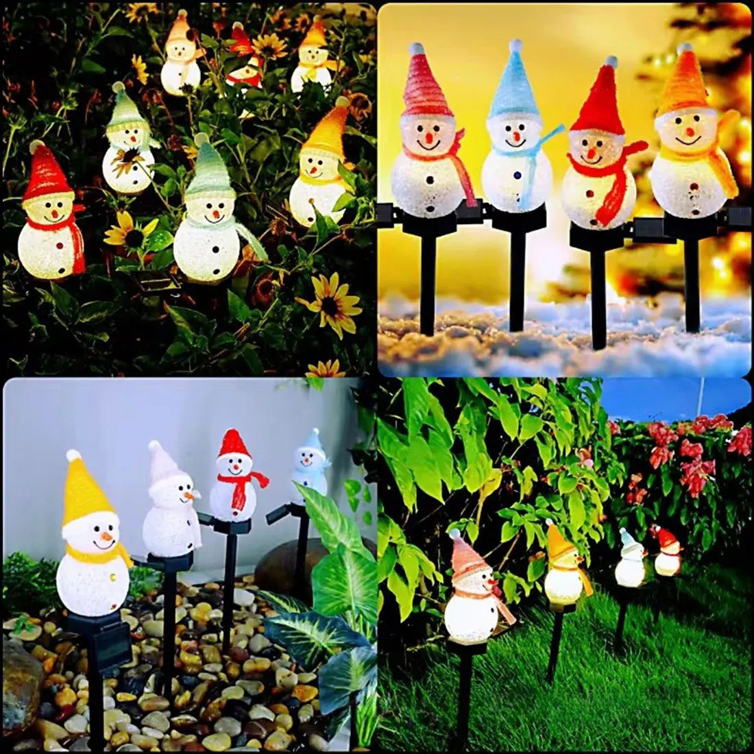 2024 New Christmas Snowman Decoration Light LED Solar Lights Outdoor Waterproof Post Lamp Garden Lawn Landscape Nightlight