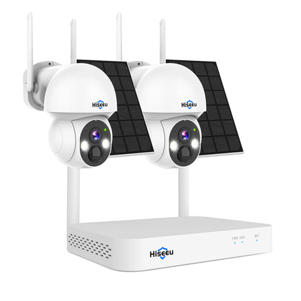 Hiseeu 4MP WiFi PTZ Solar IP Camera Security System Kit Night Vision Human Detection P2P Two-Way Audio 10CH NVR CCTV Camera Set