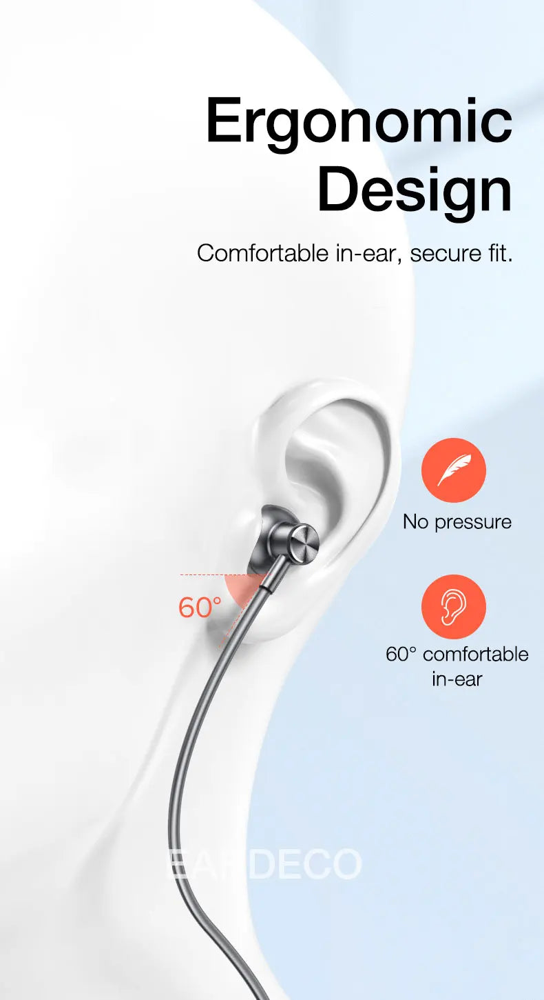 EARDECO 100 Hours Endurance Wireless Headphones Bass Bluetooth Headphone Inear Neckband Earphones Sport Headset with Mic Stereo