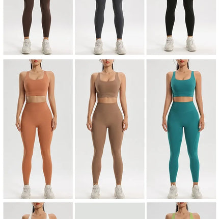 Women's Gym Two Piece Set Yoga Bra Underwear Tight Training Pants Bottom Pants Fitness Clothing Fitness Pants Set Exercise Set