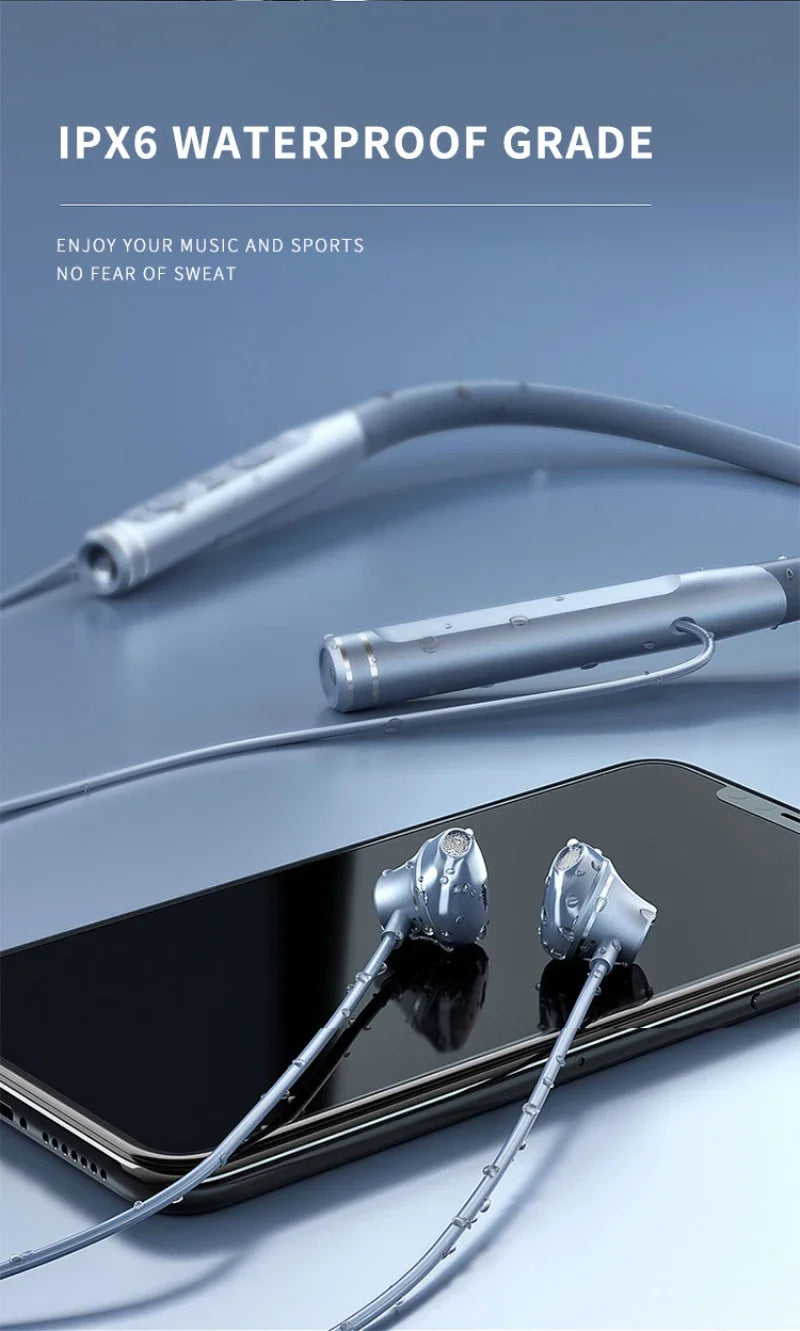 EARDECO 120 Hour Bluetooth Headphone Stereo Bass Wireless Headphones Neckband Earphones Power Flashlight Display Neck Headset