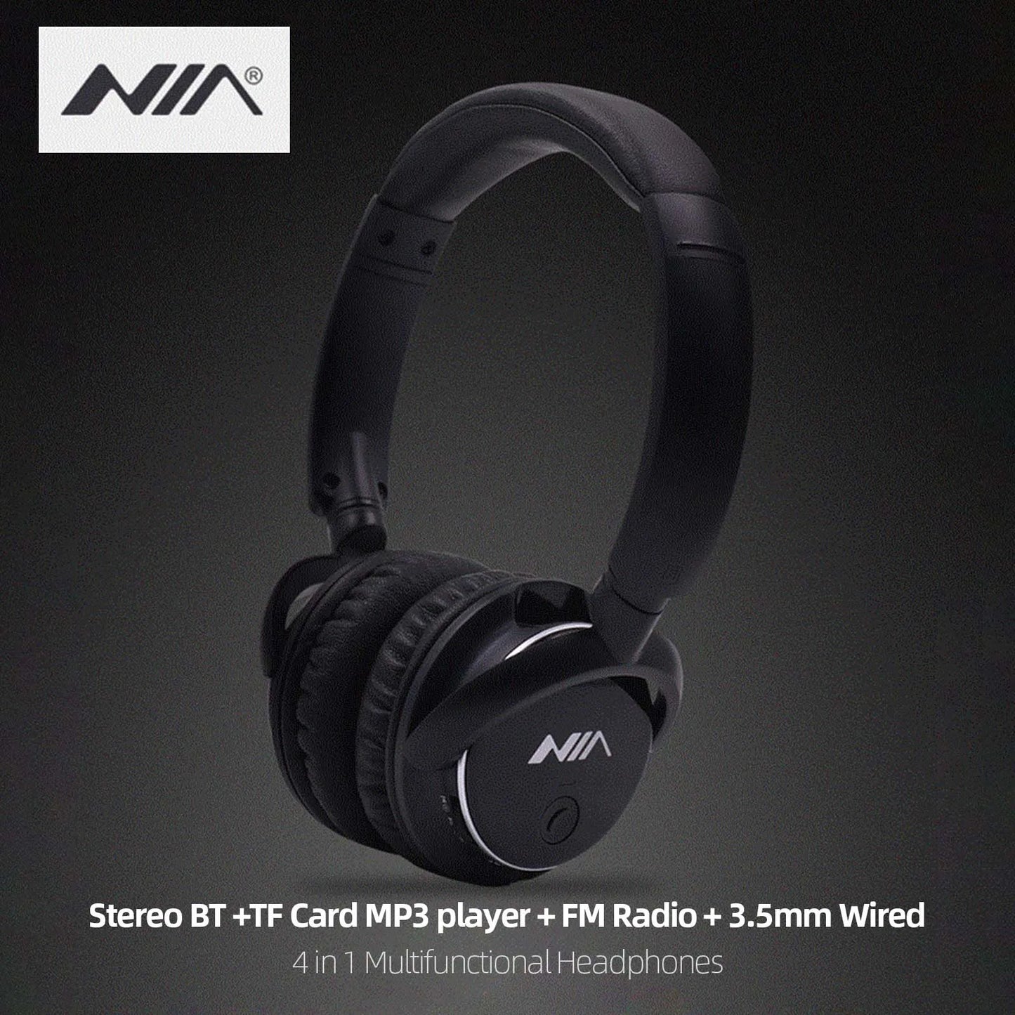 Bluetooth Headphone Wireless Stereo Music Headset Over-ear TF Card FM Radio Foldable Wired Earphone with Microphone APP Control