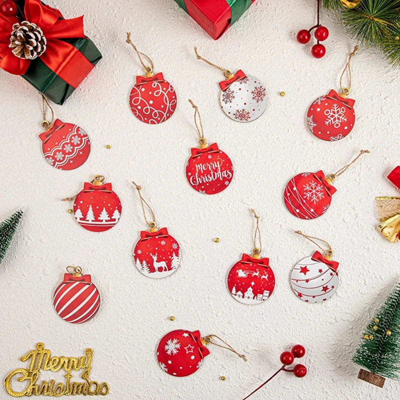 12Pcs Christmas Decoration Wooden Hanging Christmas Tree Pendant Ornaments for Home Decor Party Xmas Navidad New Year Accessory