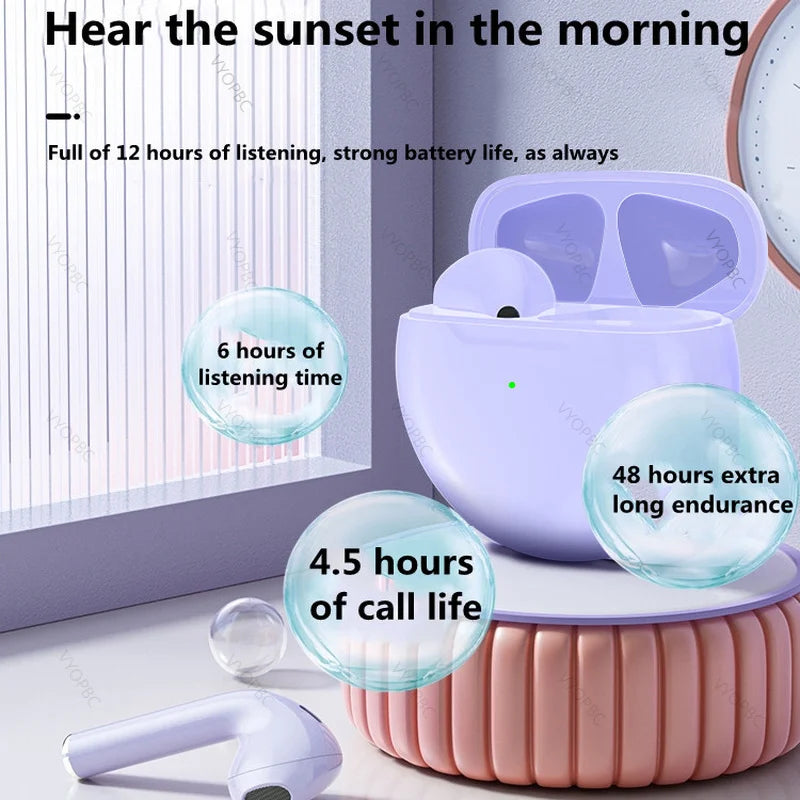 Original Air Pro 6 TWS Wireless Headphones Fone Bluetooth Earphones Mic Pods InEar Earpods Pro6 sport Headset For Xiaomi