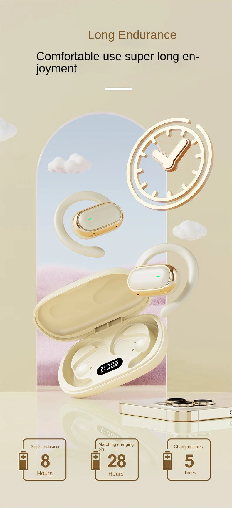 Original X96 TWS Bluetooth Headphones Wireless LED Digital Display Earphones Noise Reduction OWS Headset for Xiaomi Huawei Phone