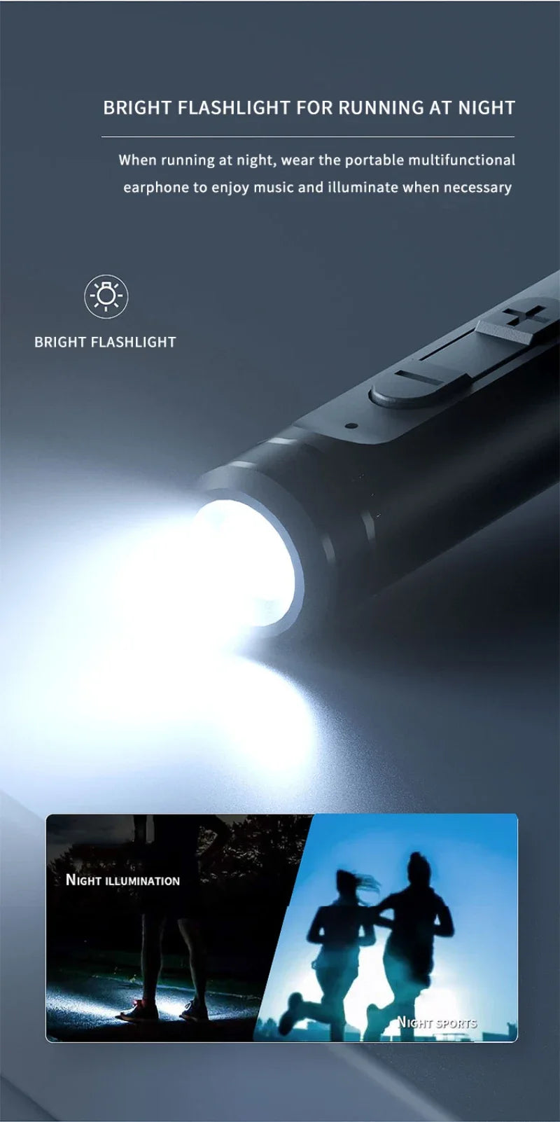 EARDECO 120 Hour Bluetooth Headphone Stereo Bass Wireless Headphones Neckband Earphones Power Flashlight Display Neck Headset