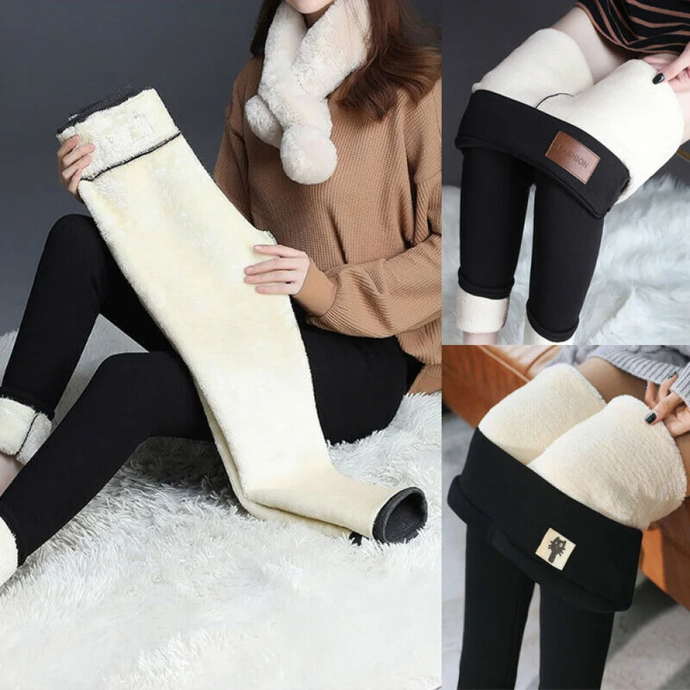 UK Womens Winter Warm Thick Fleece Ed Thermal Pants Stretchy Leggings Ladies