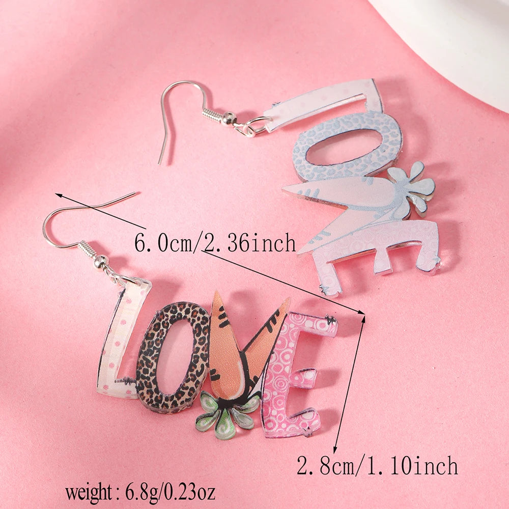 2 PCS Cute LOVE Letter Radish Easter Earrings