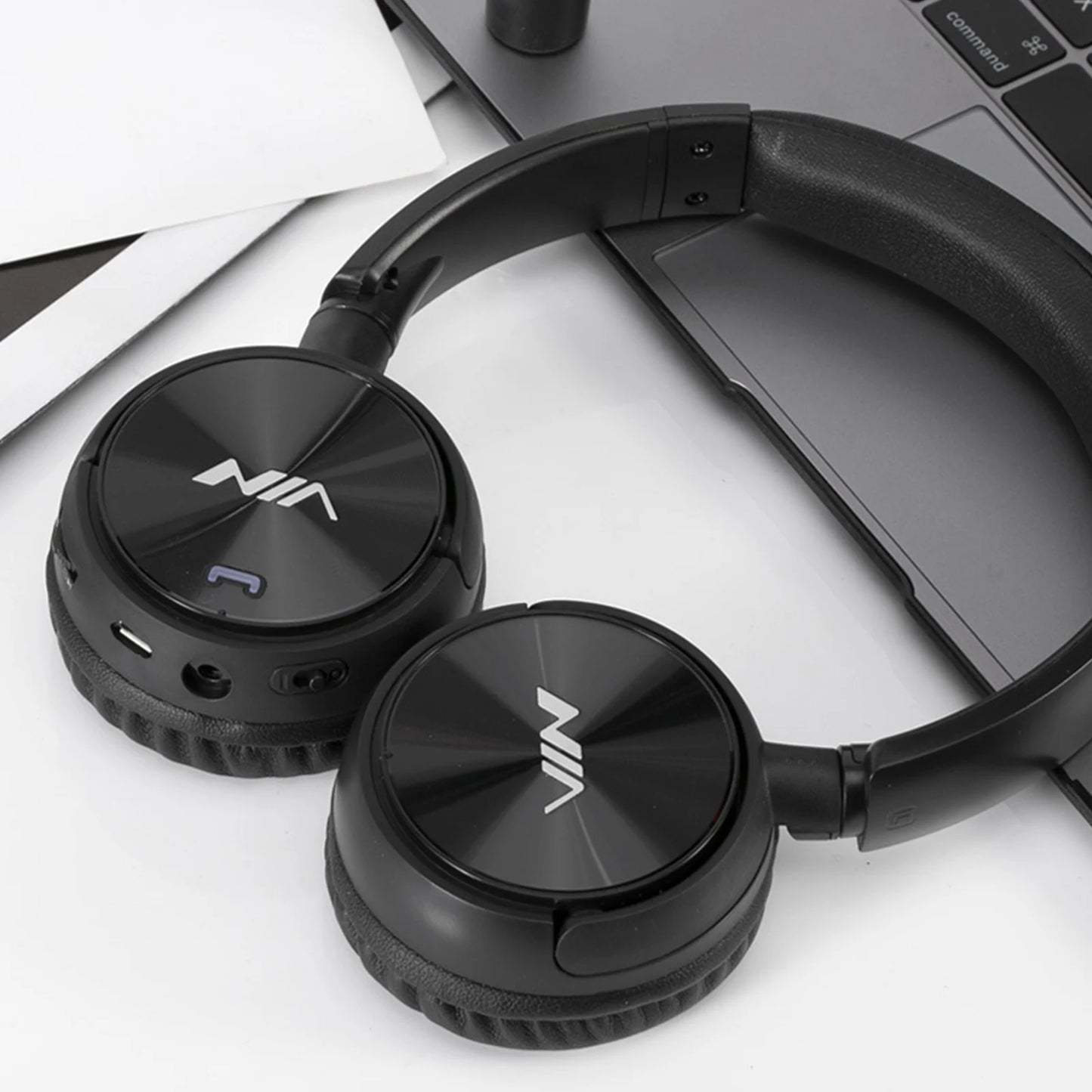 Bluetooth Headphone Wireless Stereo Music Headset Over-ear TF Card FM Radio Foldable Wired Earphone with Microphone APP Control