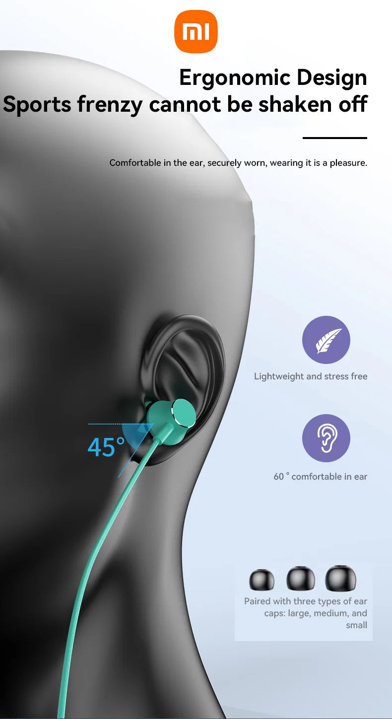 200 Hour Play XIAOMI i35 Neckband Wireless Earbuds Bluetooth5.3 Stereo Earphones Noise Reduction Sport Neckband Headset