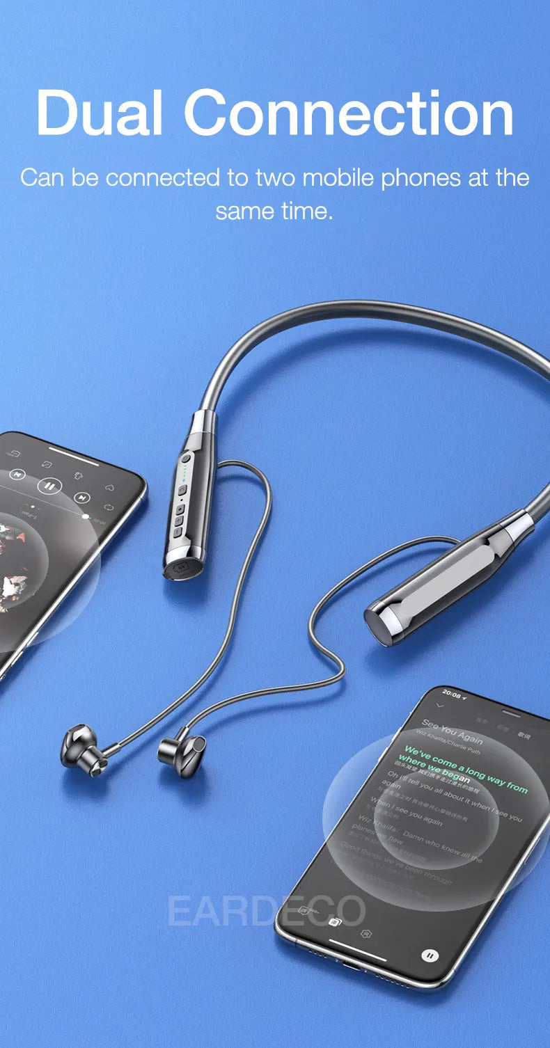 EARDECO 100 Hours Endurance Wireless Headphones Bass Bluetooth Headphone Inear Neckband Earphones Sport Headset with Mic Stereo