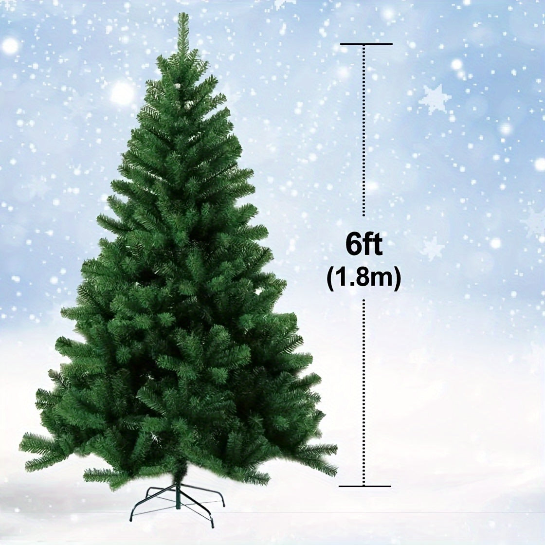 6ft/1.8m Christmas Tree Traditional Artificial Green Xmas Tree 850 Tips With Metal Stand For Home & Office - Perfect For Holiday Parties, Mall Displays, And Hotel Decorations, No Power Needed, Green Pine Design