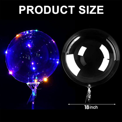 10Pcs New Year Clear LED light Up BoBo Balloons Luminous Bubble Balloon with Light String and Sticks for Wedding Party Decor
