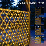 Outdoor Net Lights Solar Powered Mesh Lights for Bushes, 3X2m Mini Led Fairy Lights Solar Garden Tree Lights Outside Fairy String Lights Green Wire with Remote (Warm White)