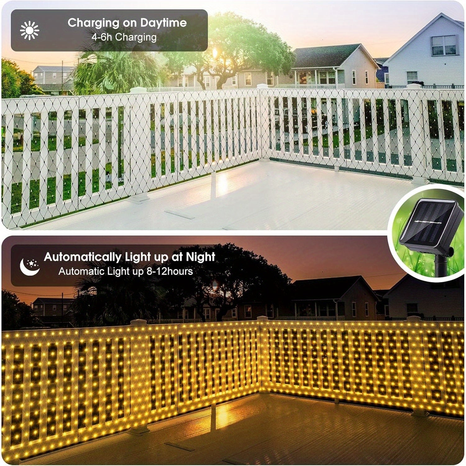 Outdoor Net Lights Solar Powered Mesh Lights for Bushes, 3X2m Mini Led Fairy Lights Solar Garden Tree Lights Outside Fairy String Lights Green Wire with Remote (Warm White)