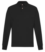 Mens Long Sleeve Polo Shirt Casual Top 2 Button Collared Pique Lightweight