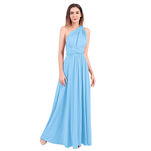 Womens Sexy Convertible Multi Way Wrap Transformer Solid Cocktail Off Shoulder Wedding Bridesmaid Evening Long Maxi Dress Floor Length Bandage Pageant Prom Ball Gowns