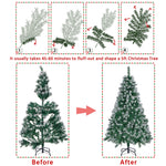 Costoffs Artificial Christmas Tree Snow Dusted Christmas Tree Hinged Lifelike Spruce Holiday Decorative Tree with Foldable Stand and PVC Tips