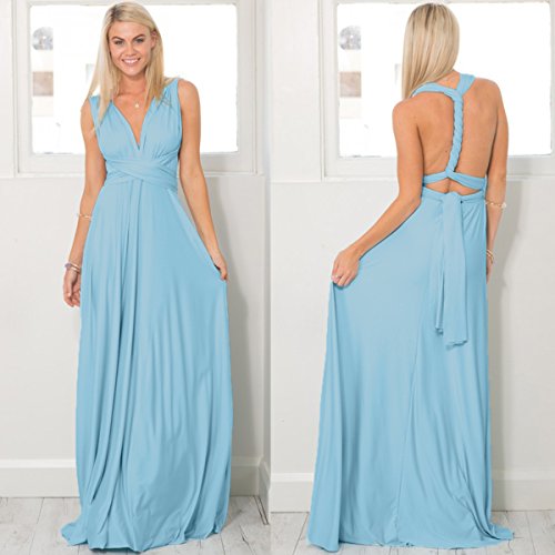 Womens Sexy Convertible Multi Way Wrap Transformer Solid Cocktail Off Shoulder Wedding Bridesmaid Evening Long Maxi Dress Floor Length Bandage Pageant Prom Ball Gowns