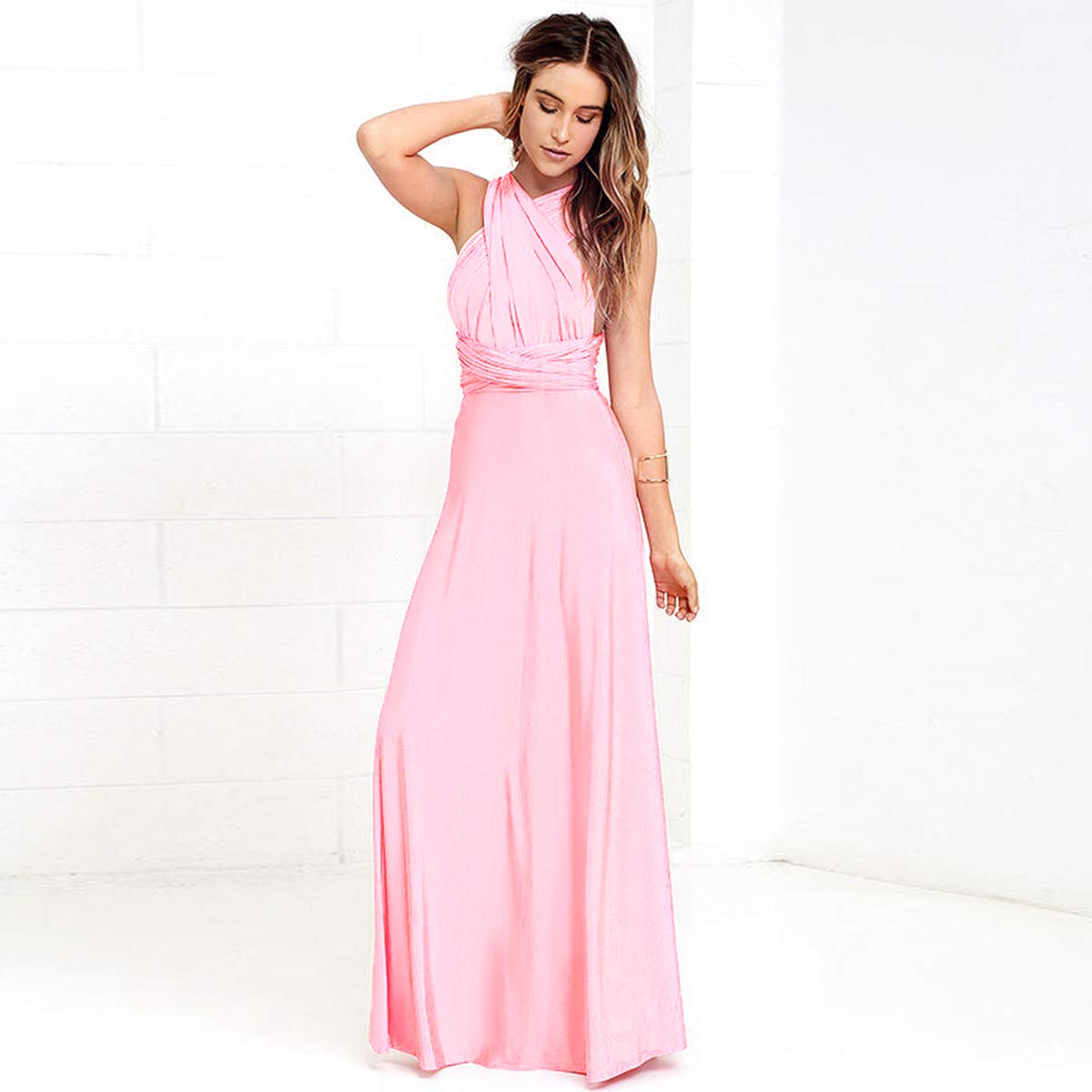 Womens Sexy Convertible Multi Way Wrap Transformer Solid Cocktail Off Shoulder Wedding Bridesmaid Evening Long Maxi Dress Floor Length Bandage Pageant Prom Ball Gowns