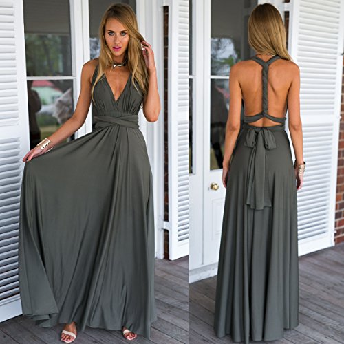Womens Sexy Convertible Multi Way Wrap Transformer Solid Cocktail Off Shoulder Wedding Bridesmaid Evening Long Maxi Dress Floor Length Bandage Pageant Prom Ball Gowns