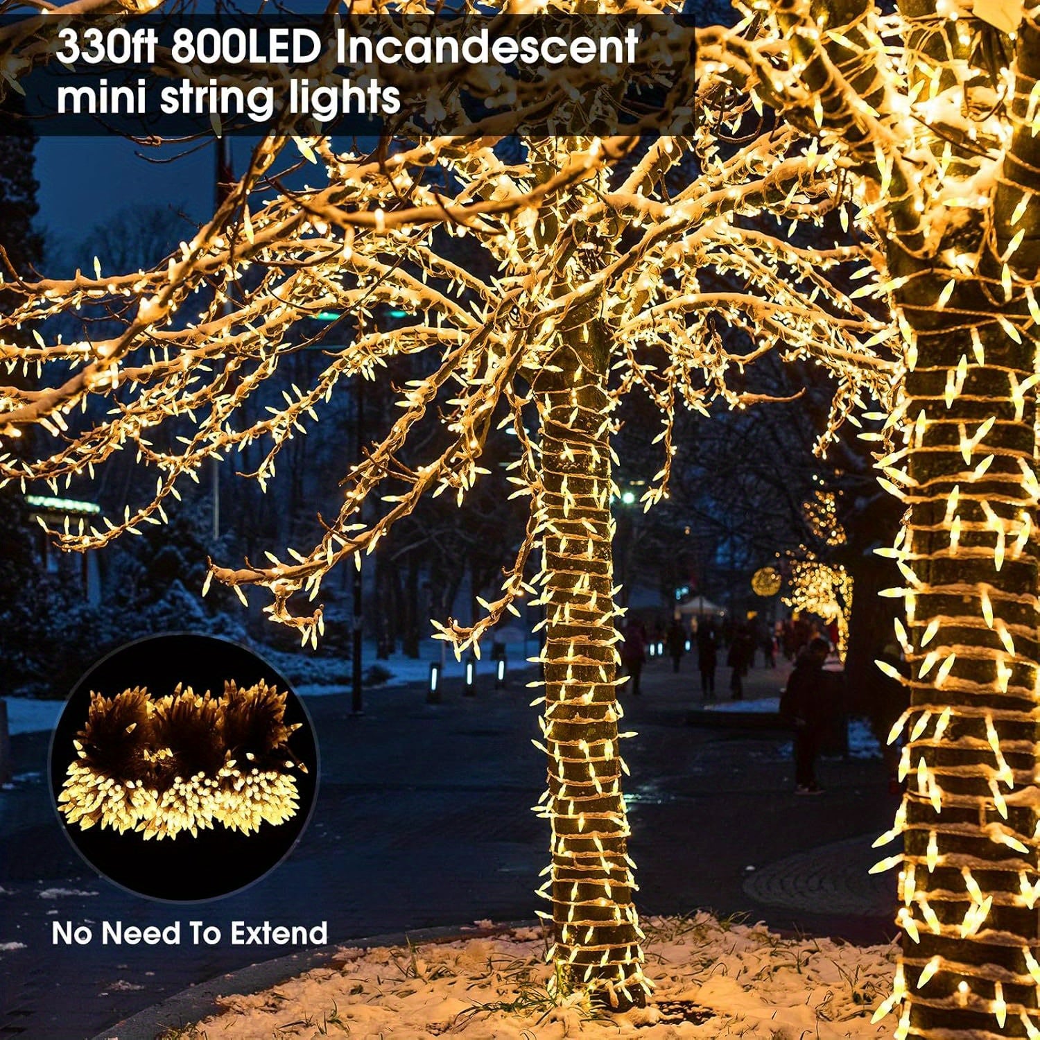 100M Long Lights Outdoor Fairy Lights Plug in, 800LED String Lights Indoor for Room, Diamond LED Shape Garden Tree Lights with Remote Timer, 10M Lead Wire