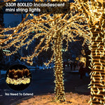 100M Long Lights Outdoor Fairy Lights Plug in, 800LED String Lights Indoor for Room, Diamond LED Shape Garden Tree Lights with Remote Timer, 10M Lead Wire