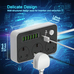 UK Power Strip with 6 USB Ports & 3 Sockets | Heavy-Duty Extension Lead with Fast Charging & Safety Protection for Home Office Workspace