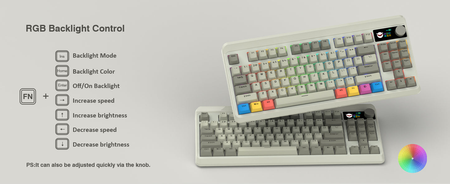 M87 Pro Hot-Swap Mechanical Keyboard Bluetooth/2.4GHz /USB-C Retro Keyboard TKL RGB Tri-Mode OLED Display Knob Gamer Keyboard