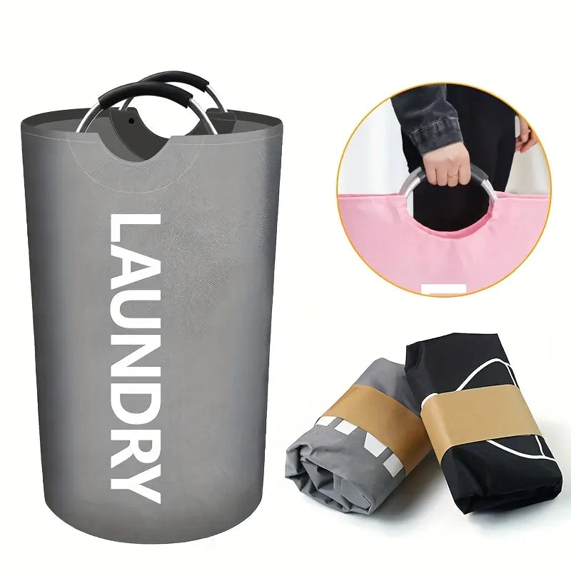 90L Extra Large Laundry Basket – Heavy-Duty Foldable Clothes Hamper with Handles | Space-Saving Round Fabric Laundry Bin for Home, Dorm, Office & Hotel