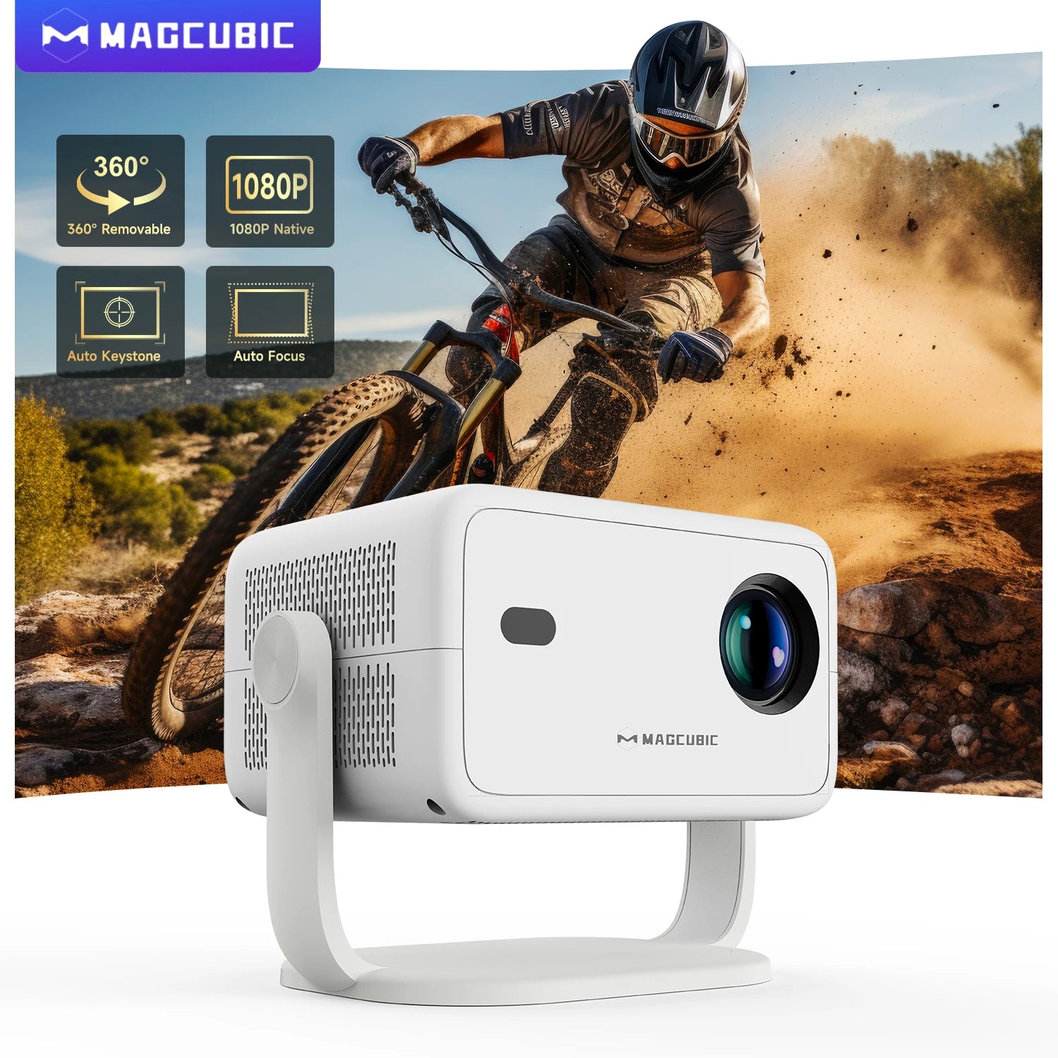 Magcubic 8K L018 Projector 650ANSI Native 1080P Auto Focus & Keystone 360° Rotate Android 14 BT 5.4 WIFI6 Portable Home Theater
