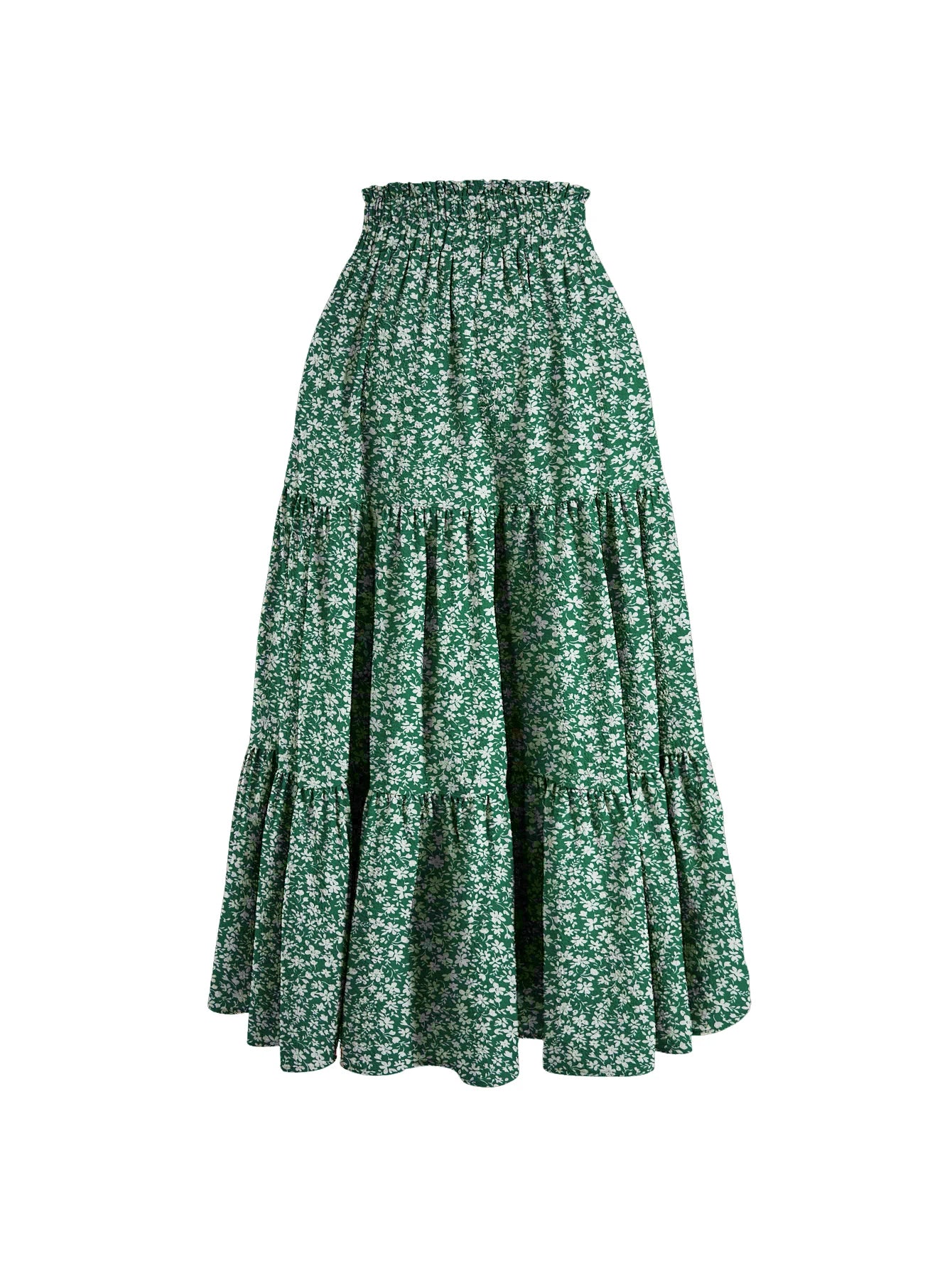 Floral Ruffle Layered Hem Drawstring Skirt Casual Skirt For Spring Summer Women's Clothing