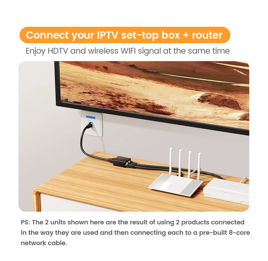 UGREEN RJ45 Splitter 1 to 2 Ethernet Adapter Internet Network Cable Extender RJ45 Connector Coupler for PC Laptop TV Box Router