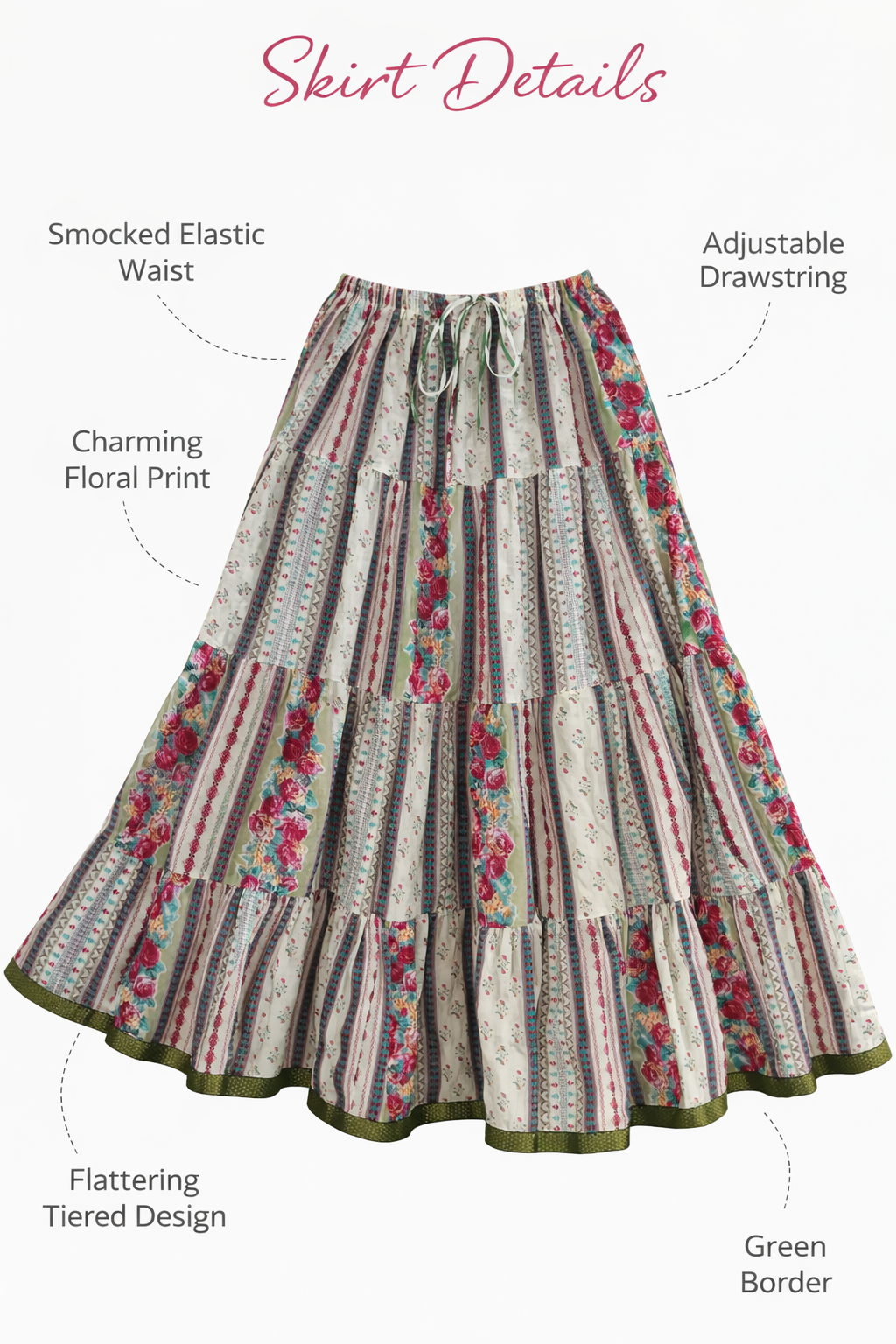 Blackfever Elegant Multicolour Stripe Tiered Maxi Skirt– Free Size