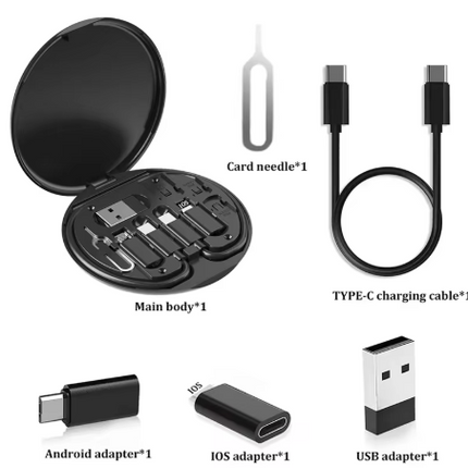 Multi USB Type-C to C 60W Charging Adapter Cable Kit – USB-C to Lightning, USB-A/Type-C to Micro/Type-C/Lightning Conversion Set – Fast Charging & Data Transfer