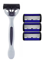 6-Layer Stainless Steel Razor with 3 Refill Blades – Smooth, close & irritation-free shave. Reusable & eco-friendly design for daily grooming.