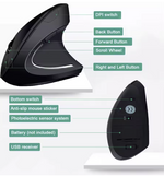 Ergonomic Vertical Wireless Mouse 2.4GHz – 6 Button Optical Mice with 3 Adjustable DPI (800/1200/1600) for Laptop, PC & Desktop Computers