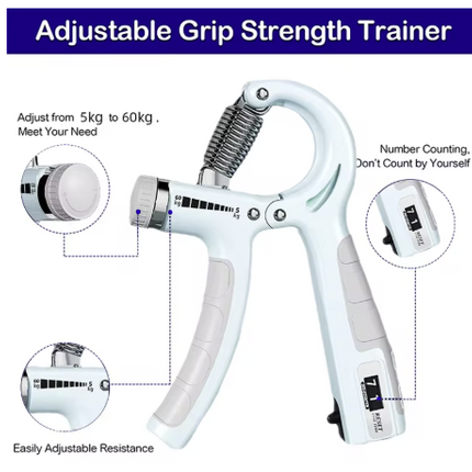 5-60kg Adjustable Hand Grip Strengthener with Counter – Hand Grip Trainer for Muscle Building, Wrist & Forearm Exerciser, Finger Strength Training