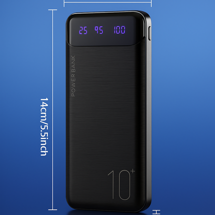 10000mAh Portable Power Bank – Dual USB Output, Fast Charging 5V/2.1A USB Charger with LED Digital Display, Type-C/Micro Input – Compatible with iOS & Android Devices