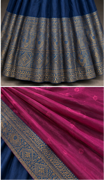 Vaidehi Royale Half Saree Set – Navy Blue & Magenta