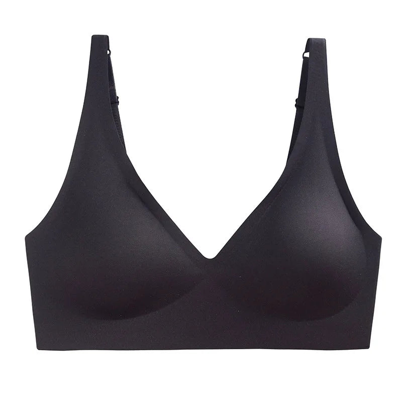 Sexy Seamless Bras For Women Wire Free Push Up Brassiere V Neck Bralette Women's Glossy Soft Underwear Female Lingerie Intimates
