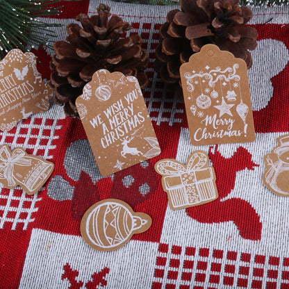 50pcs Merry Christmas Thank you Kraft Paper Tags Xmas tree Hanging Label Navidad new year Party Gift Card Decorations for Home