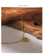 Yhpup Temperament Heart Pendant Chain Necklace for Women Stainless Steel Stylish Choker 18 K Jewelry Waterproof Party Gift