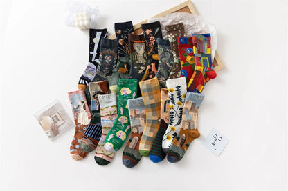 Hot Sale Colorful Cartoon Creative Fashion Vine Graffiti Novelty Men Women Socks Winter Warm Comfortable Cotton Sokken Dropship