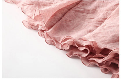 High Quality Cotton Linen Maxi Skirt Womens Casual Elastic High Waist Pleated A-Line Beach Skirts Boho Saia Feminina Faldas Jupe