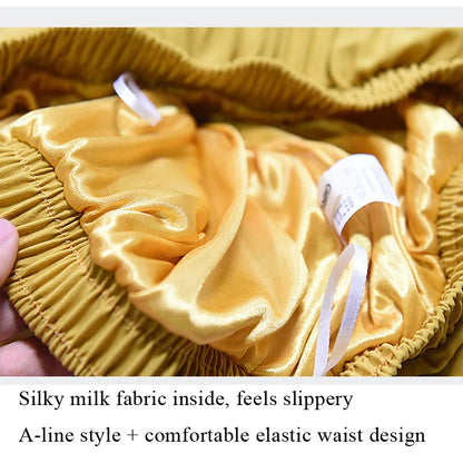 Vintage Pleated Midi Long Skirt For Women Korean Fashion Casual High Waist Chiffon Skirts Jupe Faldas 18 Color 2024 Autumn SK397
