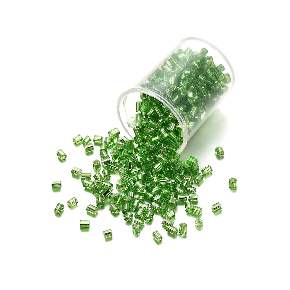 1000/1800Pcs 2mm Hexagon Czech Glass Cylindrical Loose Small Seed Needle Beads for DIY Bracelet Necklace Jewelry Making Supplies